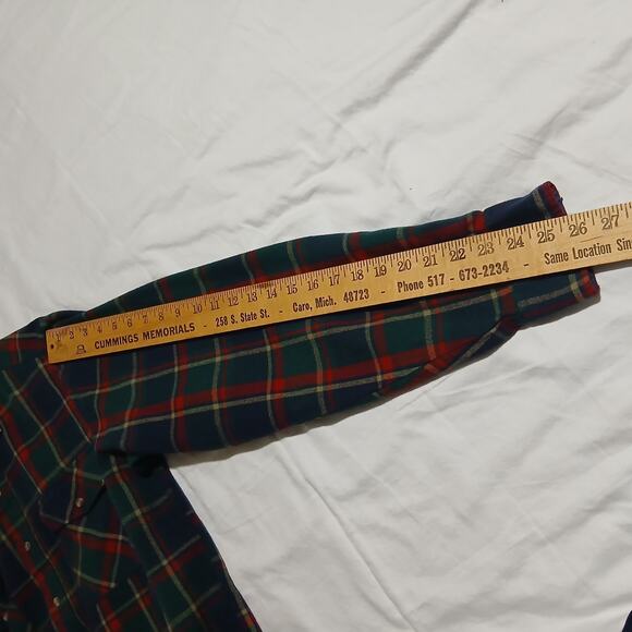 Vintage Back Packer Sportswear Men's XLTall Long-Sleeved Flannel Blue/Green/Red - Picture 12 of 14